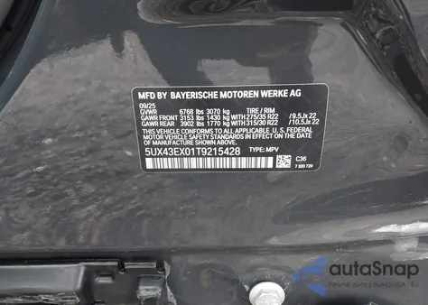 2026 BMW X6 M60I z USA, uszkodzony, nr VIN 5UX43EX01T9215428